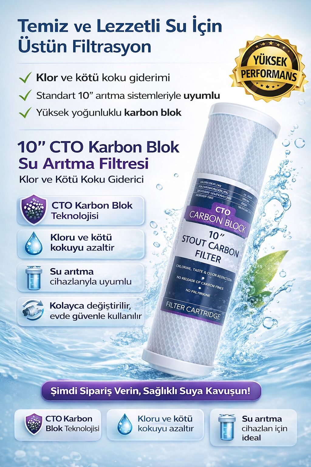 10'' Stout Blok Karbon Filtre