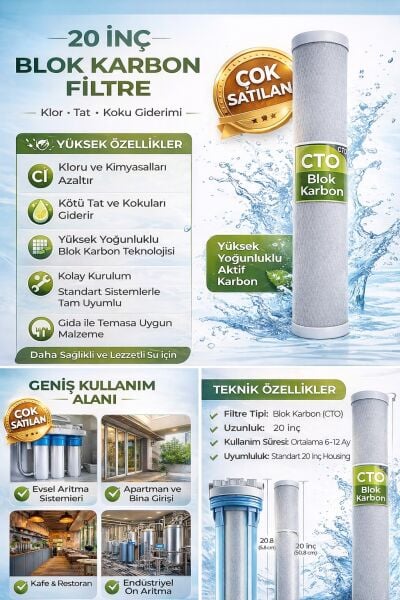 20 inch CTO Karbon Blok Filtre