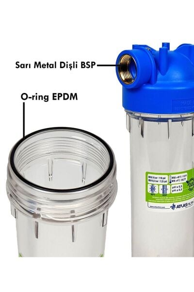 Atlas 3lü Boş Housing DP 10  1” OT TS Filtre Kabı