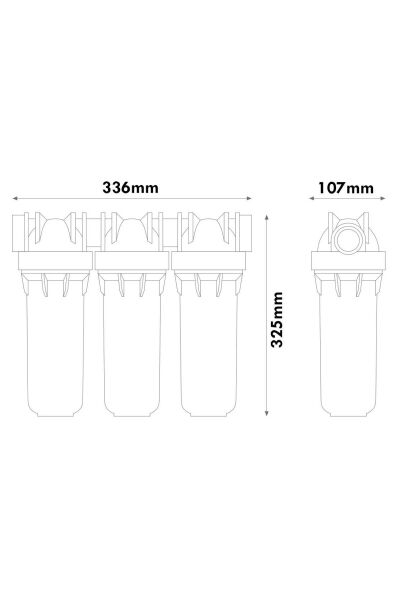 Atlas 3lü Boş Housing DP 10  1” OT TS Filtre Kabı