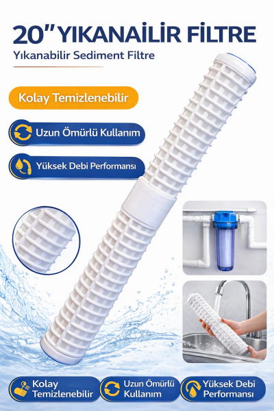 20'' Yıkanabilir Plastik Filtre