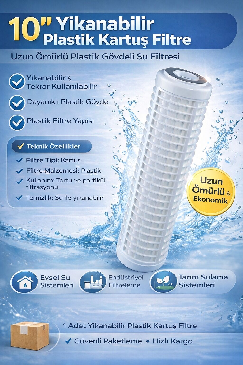 10'' Yıkanabilir Plastik Filtre