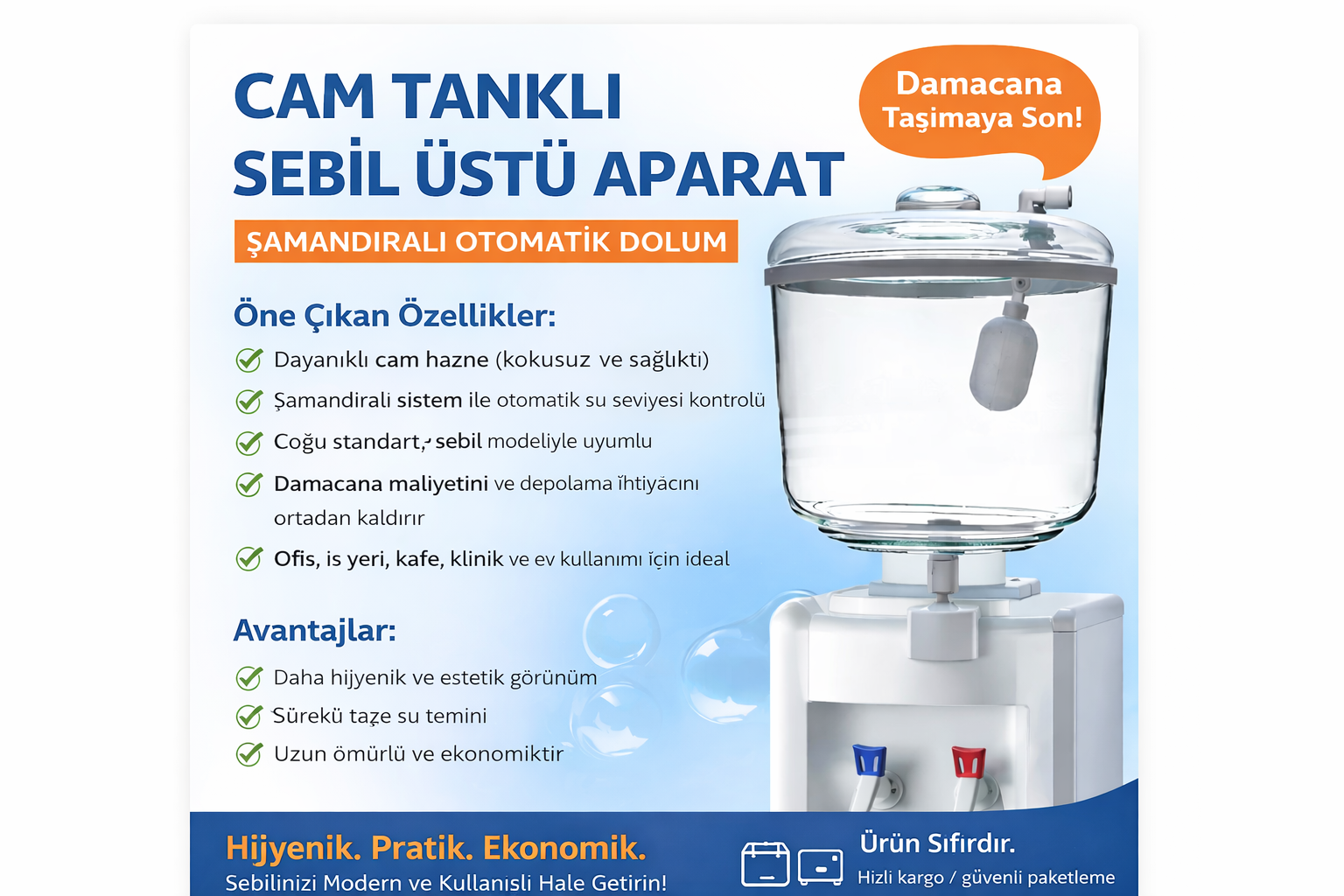 Tüm Su Sebillerine Uyumlu Üst Cam Sebil Aparatı