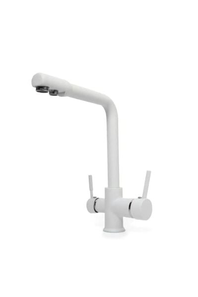 3 Yollu (Sıcak - Soğuk - Arıtma Su) Girişli Beyaz Musluk