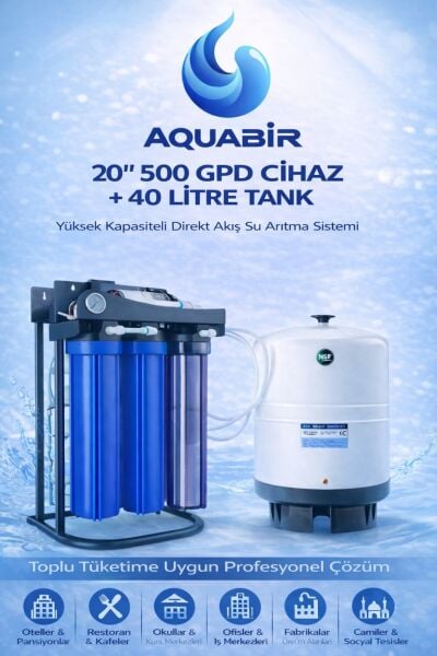 20'' 500 GPD Strong Direk Akış Su Arıtma Sistemleri