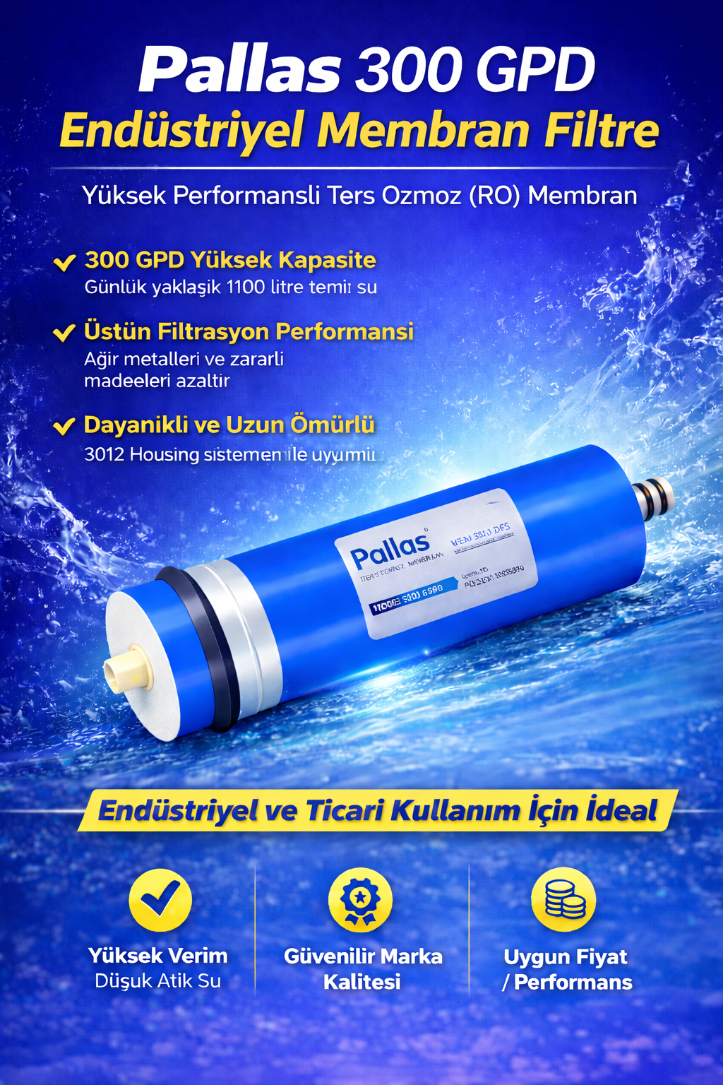 Pallas 300 Gpd Yüksek Akiş Membran
