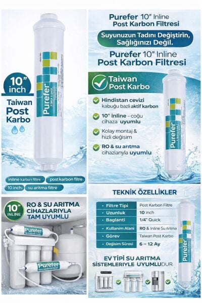 Purefer Su Arıtma Filtresi Purefer 10'' Tatlandıcı Filtre Nsf Sertifikalı