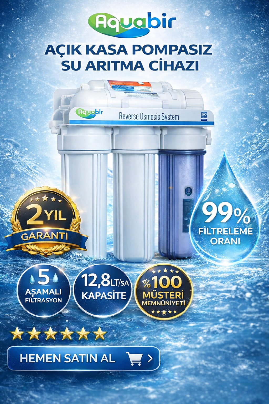 10'' Açık Kasa Su Arıtma Sistemi (POMPASIZ)