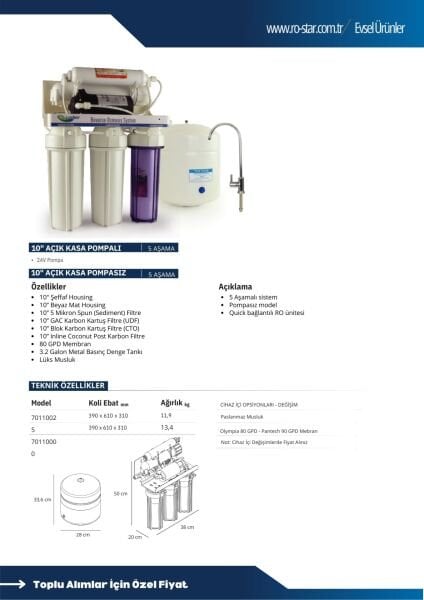 10'' Açık Kasa Su Arıtma Sistemi (POMPALI)