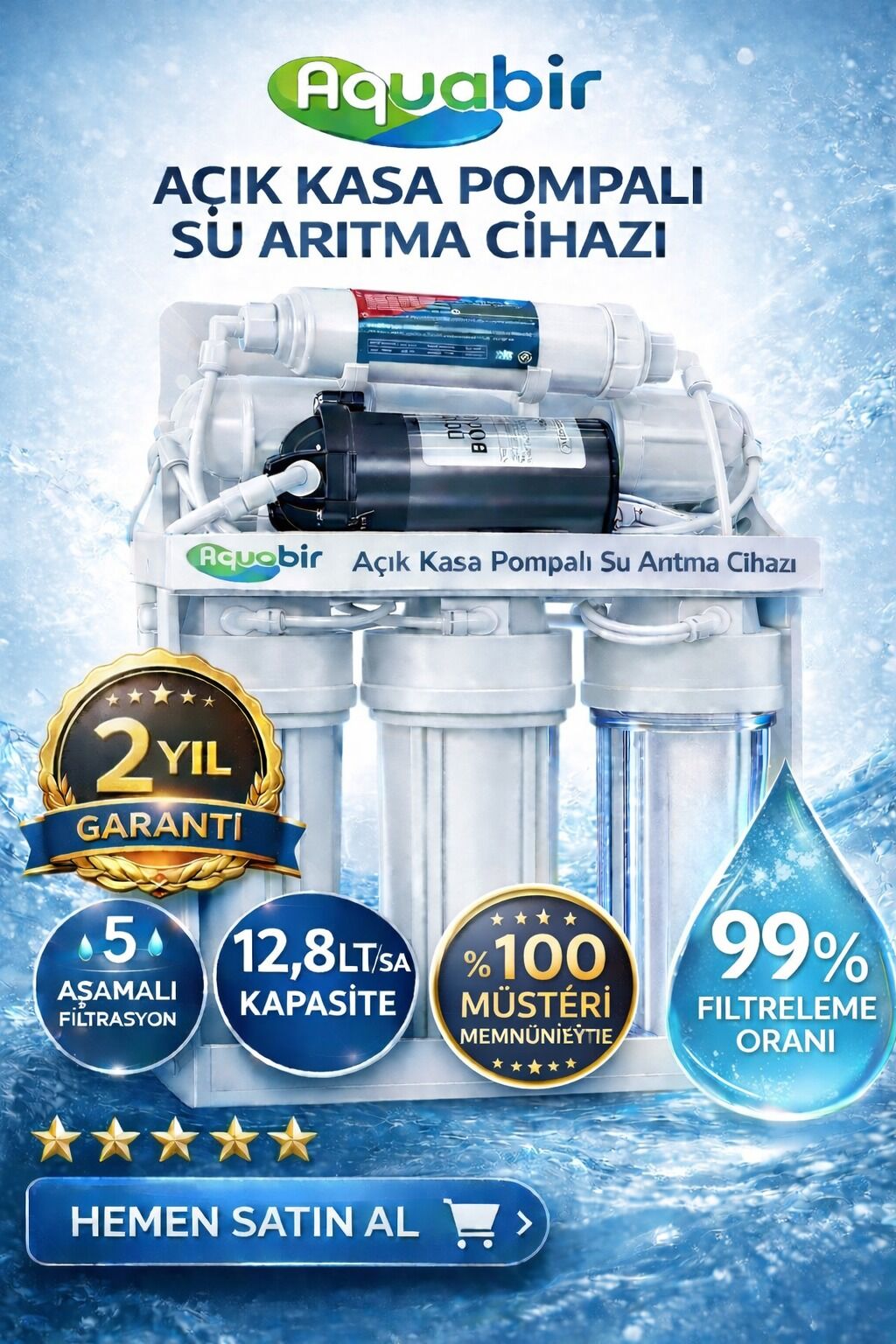 10'' Açık Kasa Su Arıtma Sistemi (POMPALI)