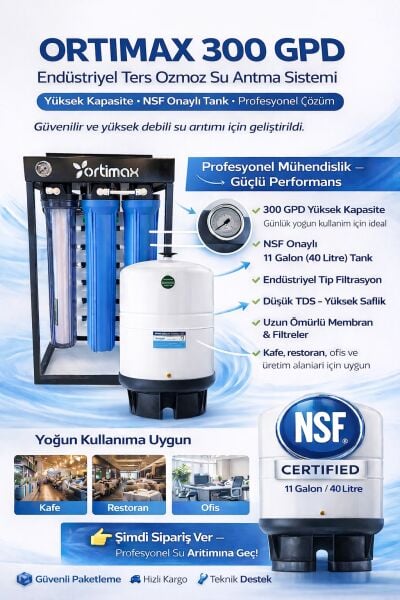 Ortimax 20'' 300 Gpd Direk Akış Su Arıtma Sistemi