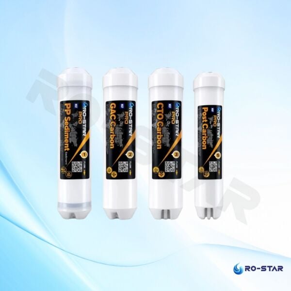 Ro-Star Pro 4 Aşamalı Su Arıtma İnline Filtre Seti – Pp Sediment, Gac, Cto Karbon ve Post Karbon ( NSF ONAYLI )