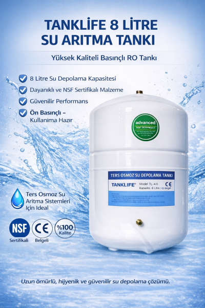 Tanklife İthal 8 Litre Su Arıtma Tankı (NSF)