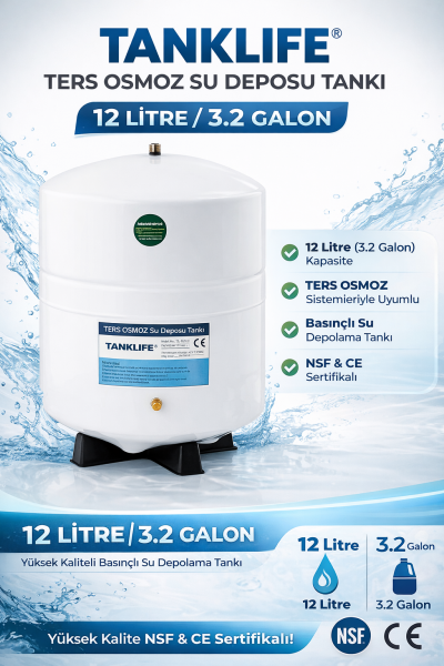 TANKLİFE 3,2 Galon  Su Arıtma Tankı (NSF)