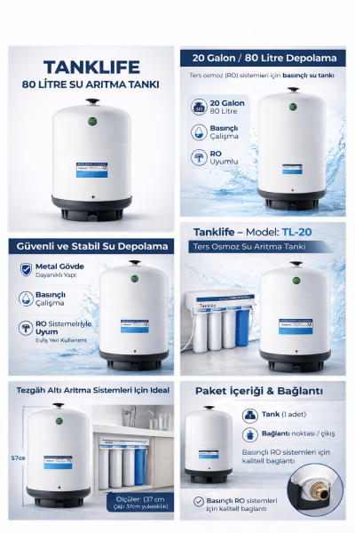 Tanklife İthal 80 Litre Su Arıtma Tankı (NSF)