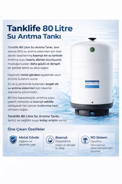 Tanklife İthal 80 Litre Su Arıtma Tankı (NSF)