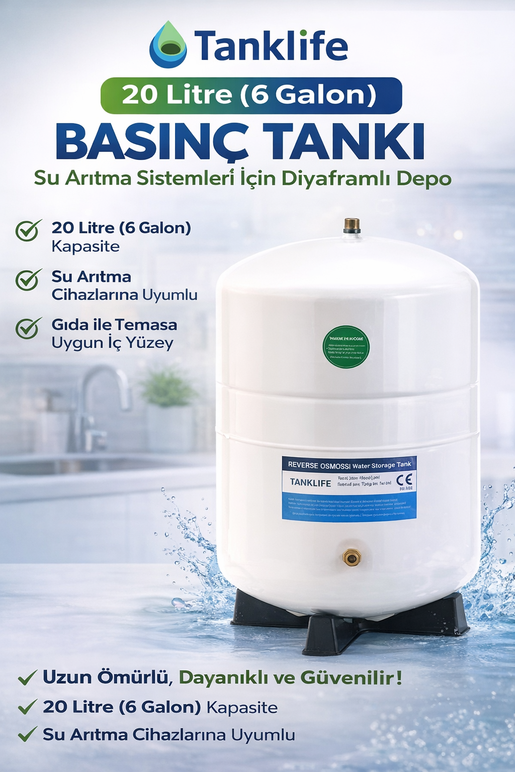 TANKLİFE 6 Galon  Su Arıtma Tankı (NSF)