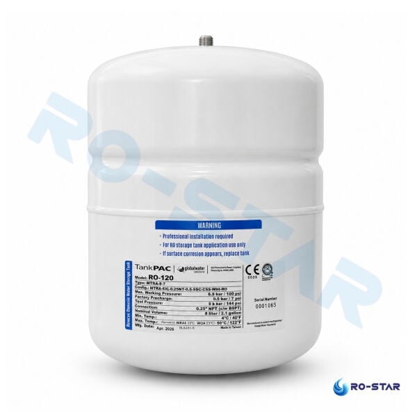 PAE RO-120 2,1 Galon (5-8 Litre) Su Arıtma Depolama Tankı – Yüksek Kapasiteli Basınçlı Tank