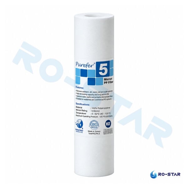 Purefer 10'' 5 Micron Sediment-Spun Filtre (Standart)