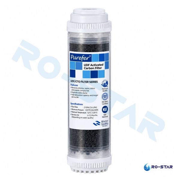 Purefer 10'' GAC Blok Karbon Filtre NSF Sertifikalı