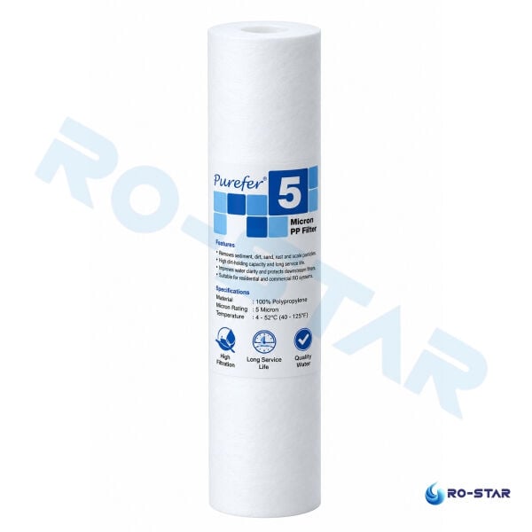 Purefer 20'' Big Blue 5 Mikron Tortu Filtresi NSF sertifikalı