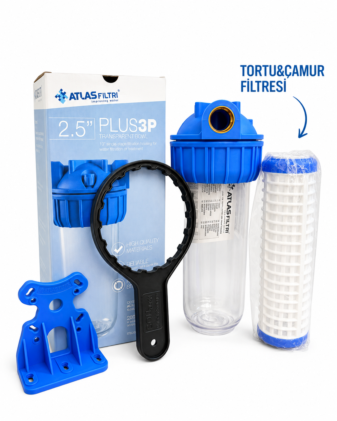 ATLAS 3P 10'' DOLU TEKLİ FİLTRASYON SİSTEMİ (YIKANABİLİR FİLTRELİ) -3/4'' GİRİŞ&ÇIKIŞ