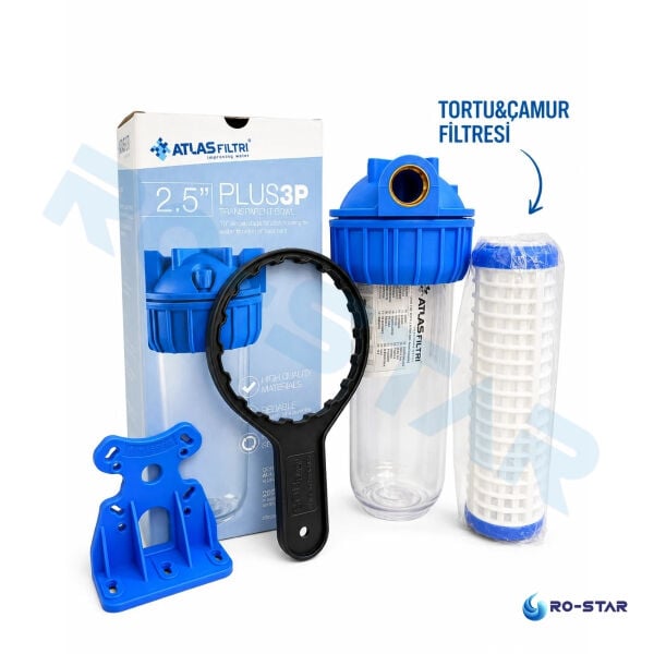 ATLAS 3P 10'' DOLU TEKLİ FİLTRASYON SİSTEMİ (YIKANABİLİR FİLTRELİ) -3/4'' GİRİŞ&ÇIKIŞ