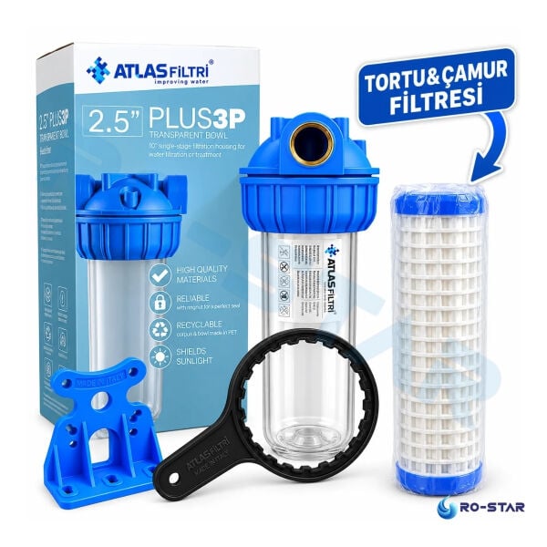ATLAS 3P 10'' DOLU TEKLİ FİLTRASYON SİSTEMİ (YIKANABİLİR FİLTRELİ) -1'' GİRİŞ&ÇIKIŞ