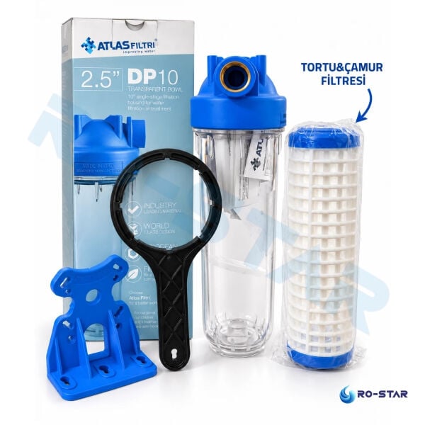 ATLAS DP 10'' DOLU TEKLİ FİLTRASYON SİSTEMİ (YIKANABİLİR FİLTRELİ) -1'' GİRİŞ&ÇIKIŞ