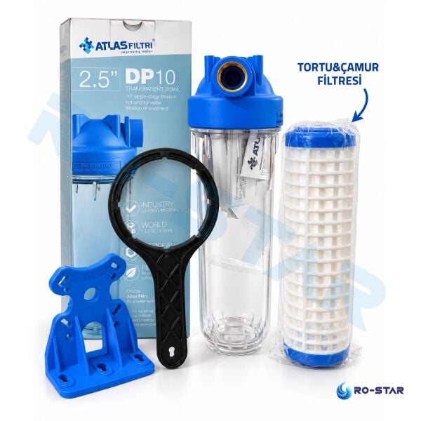 ATLAS DP 10'' DOLU TEKLİ FİLTRASYON SİSTEMİ (YIKANABİLİR FİLTRELİ) -3/4'' GİRİŞ&ÇIKIŞ