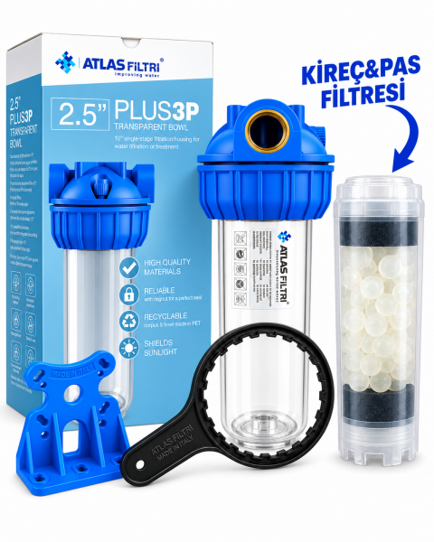 ATLAS 3P 10'' DOLU TEKLİ FİLTRASYON SİSTEMİ (KİREÇ ARITMA) -3/4'' GİRİŞ&ÇIKIŞ