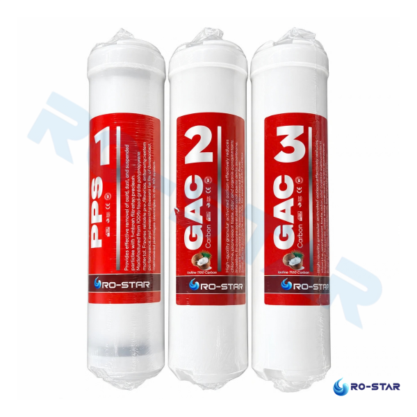 Ro-Star Eco 3 Aşamalı Su Arıtma İnline Ön Filtre Seti – Pp Sediment, Gac, Gac Karbon